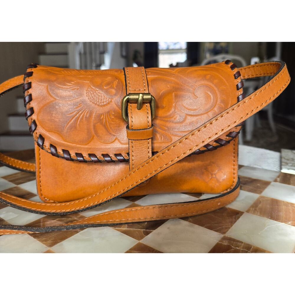 Patricia Nash Orange Leather Shoulder Bag